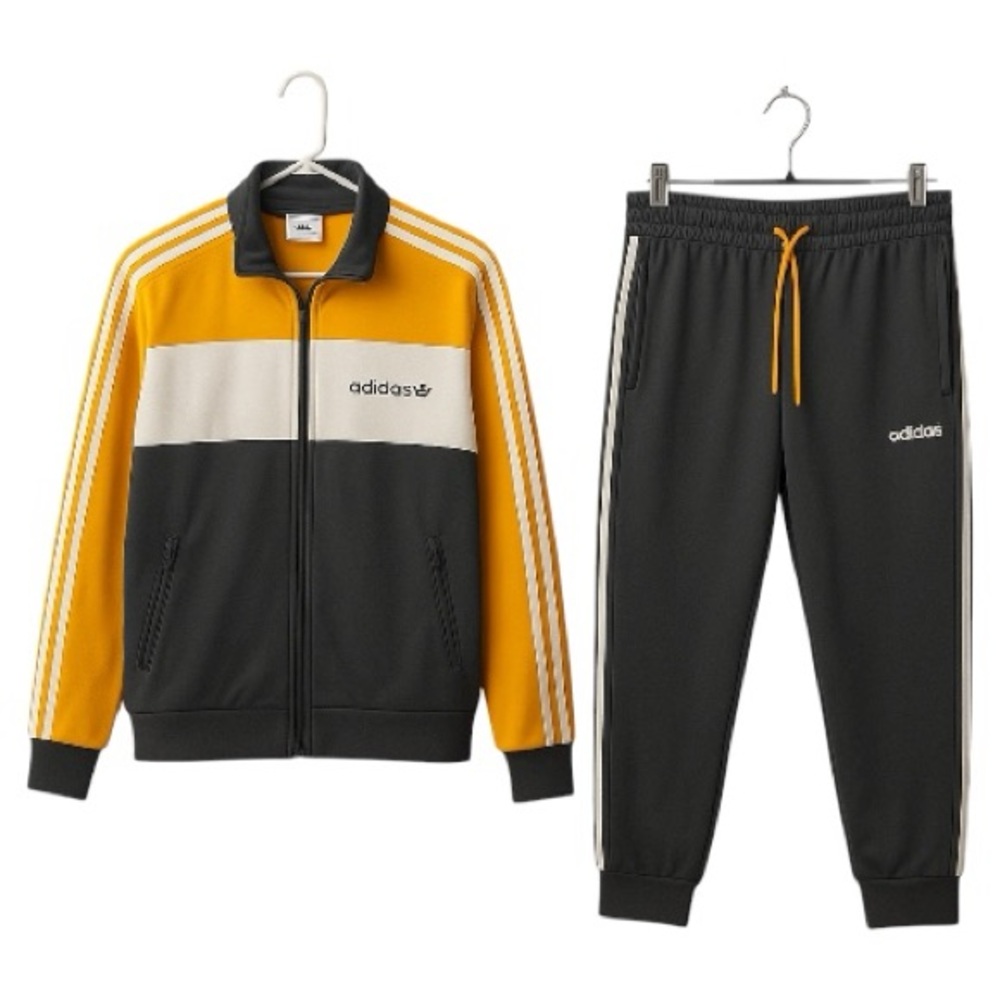 Adidas Black and Orange Tracksuit Like New